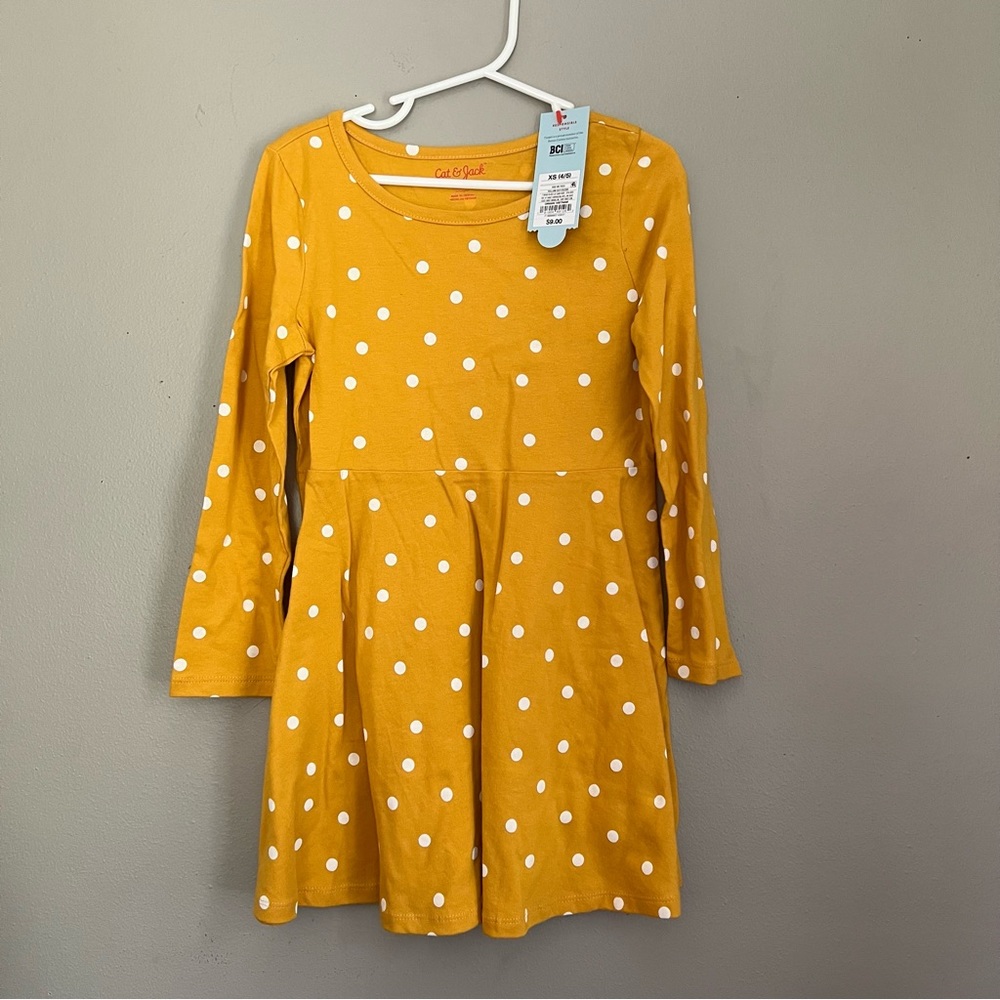 Yellow polka dot skater dress NWT - size XS cat & jack